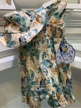 Bluey Printed Green & Cream Girls' One-Piece Romper 0 to 3 months 🌸🌸